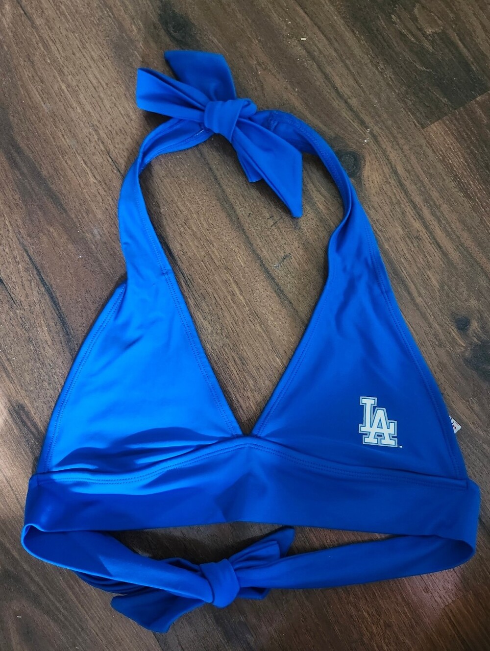 Genuine Merchandise Royal Blue Dodgers Halter Bikini Top with LA Logo Pre-loved - Picture 2 of 6